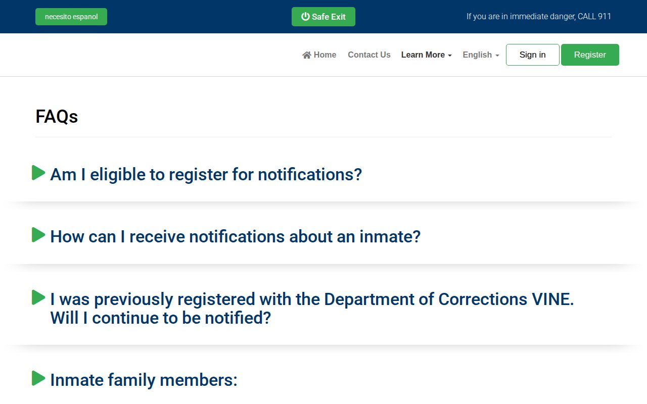 Cumberland County release notification boundary between VINE and VADOC NAAVI